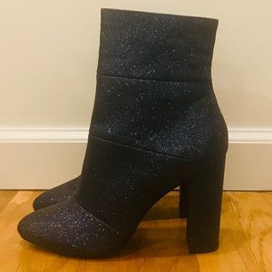 BCBGeneration “Coral” Petrol/Navy Glitter Booties